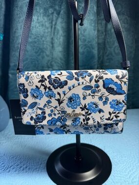 kate spade Blue and White Floral Crossbody Bag 7x5